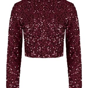 Sequin Burgundy Crop Top